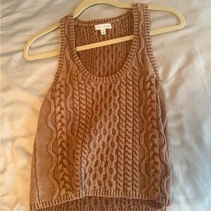 Brown Cable Knit Tank Top